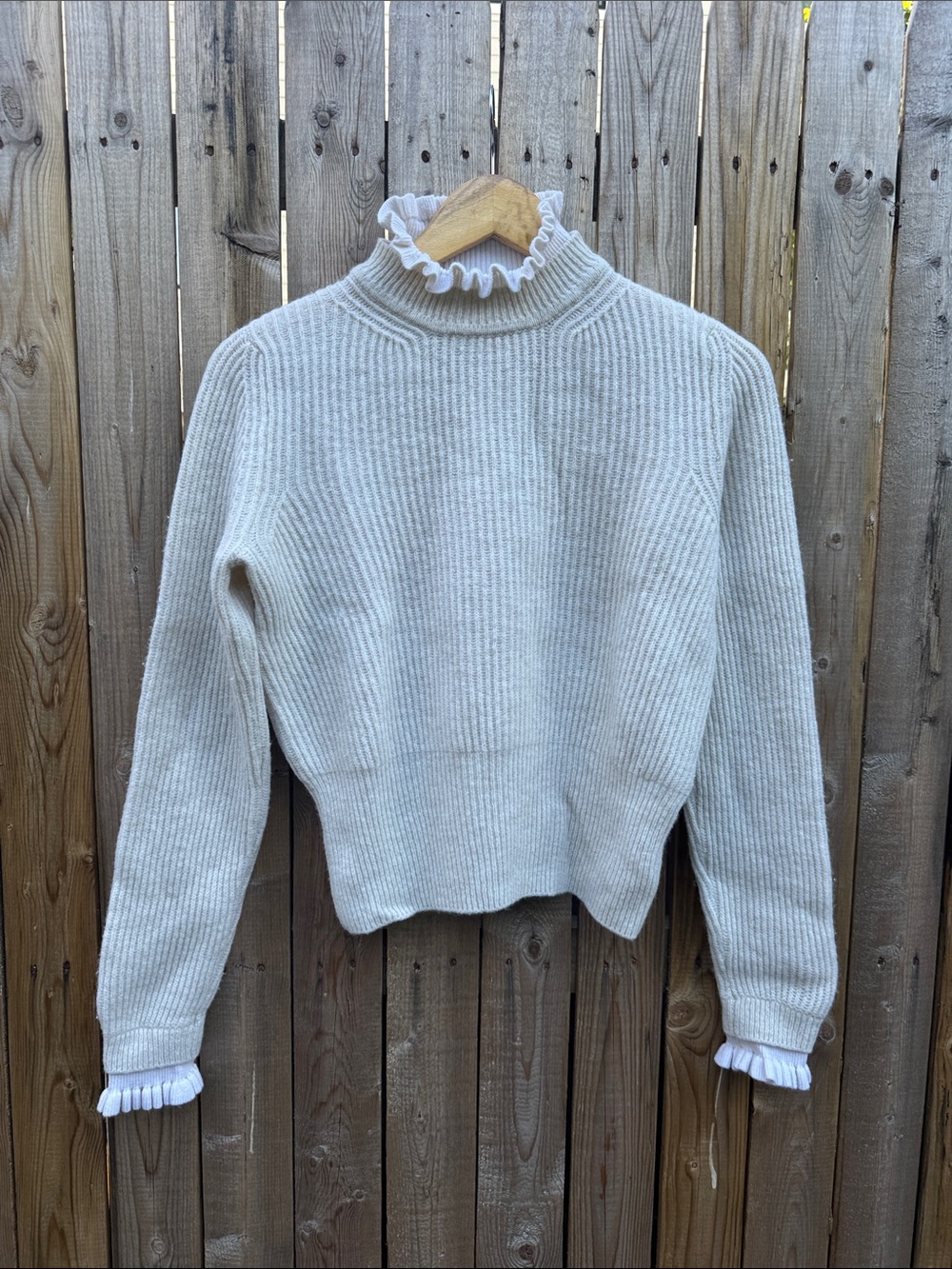 Sandro mike Ruffle trimmed Turtleneck Sweater